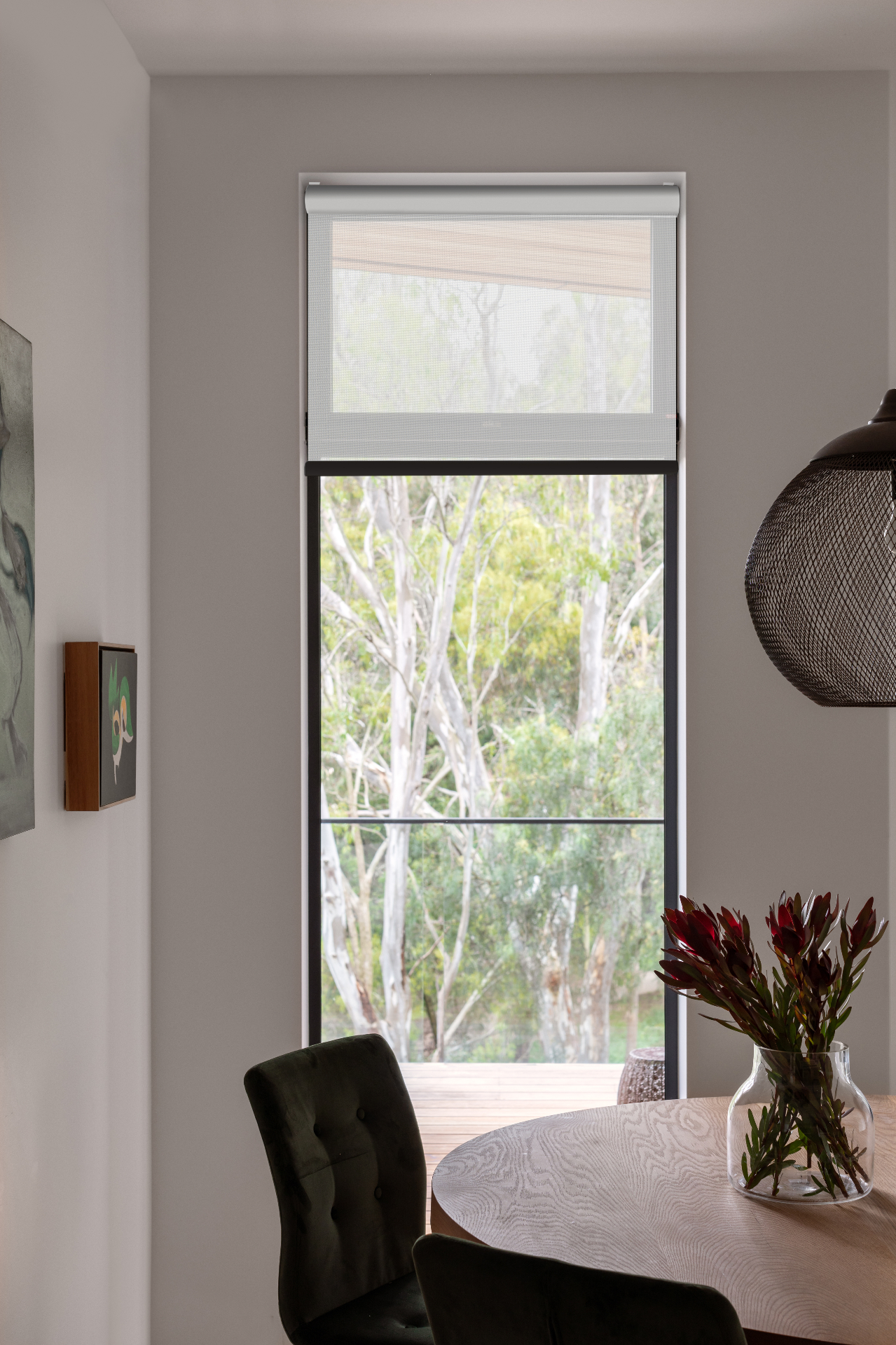 Sunscreen roller blind installation in Clayton