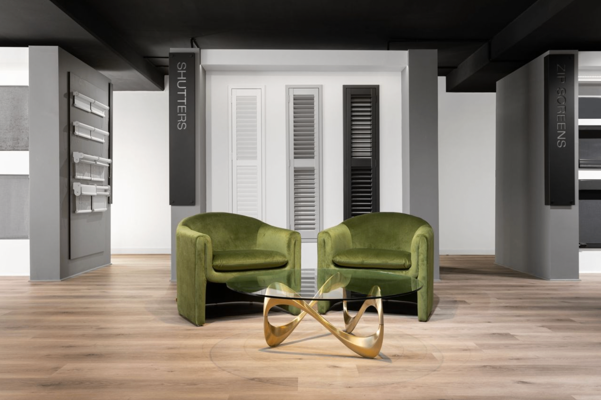 Showroom plantation shutters display
