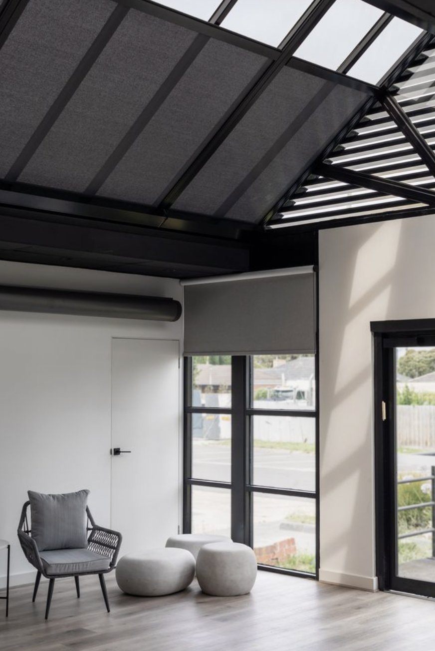Premium motorised skylight blinds installed in a modern Melbourne home
