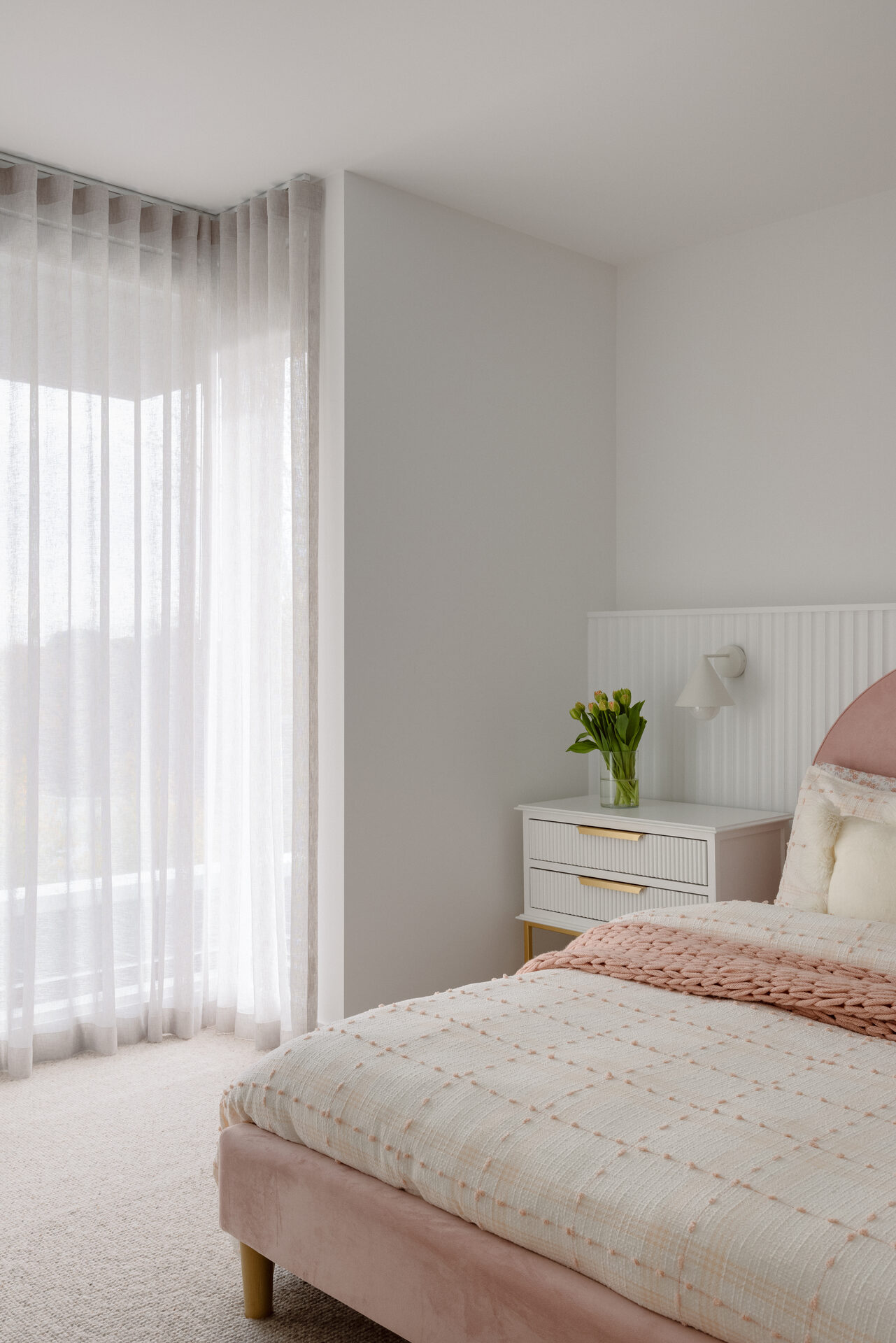 Bedroom sanctuary with layered window treatments β Berwick