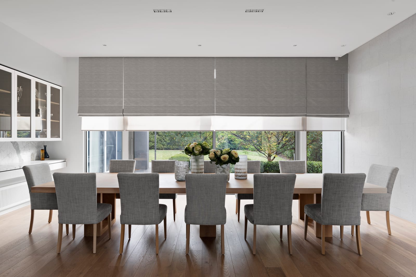 Roman blinds with blockout lining in a Wellington Melbourne home