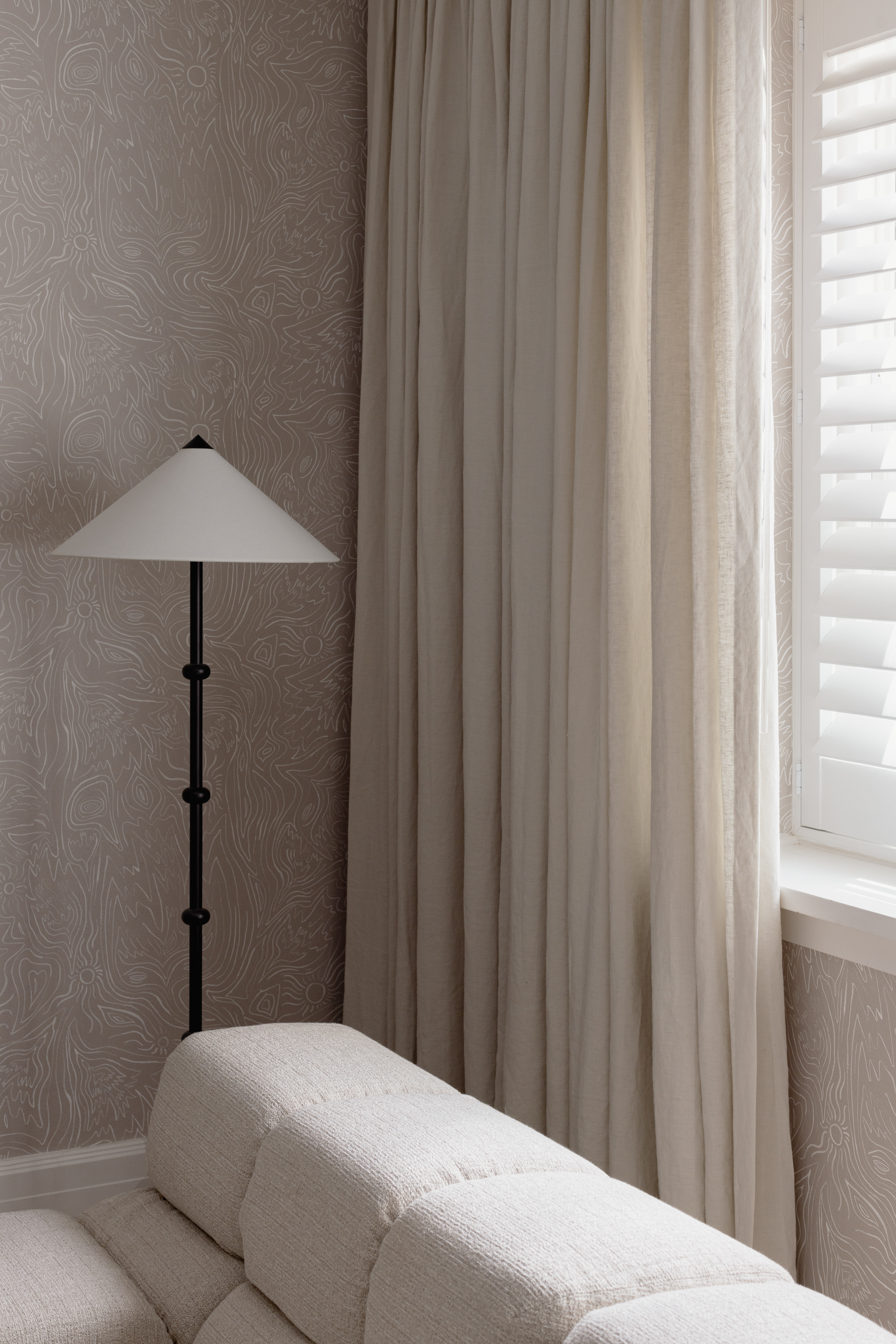Linen blend sheer curtains in Melbourne interior