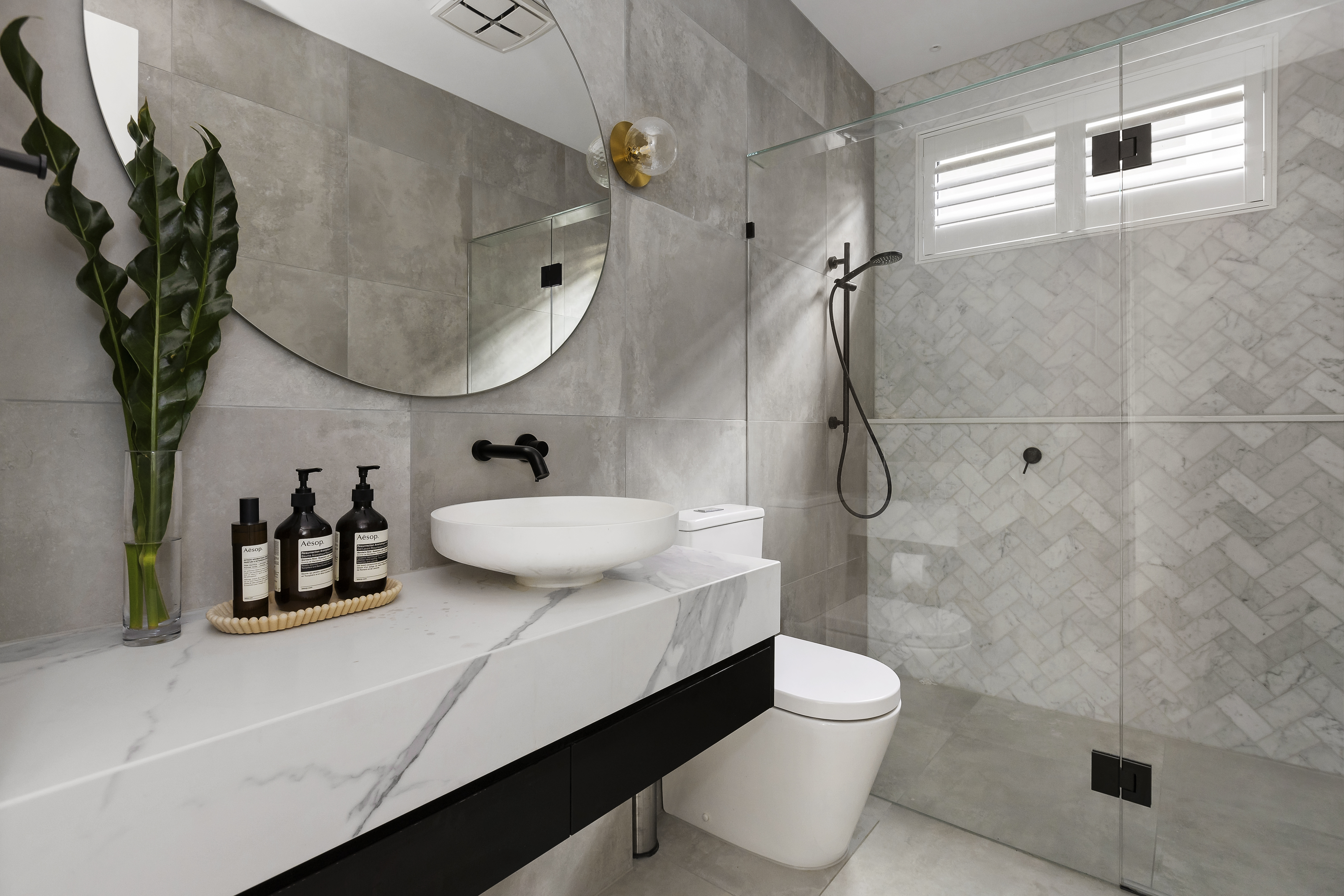 Glen Iris — second bathroom with PVC shutters