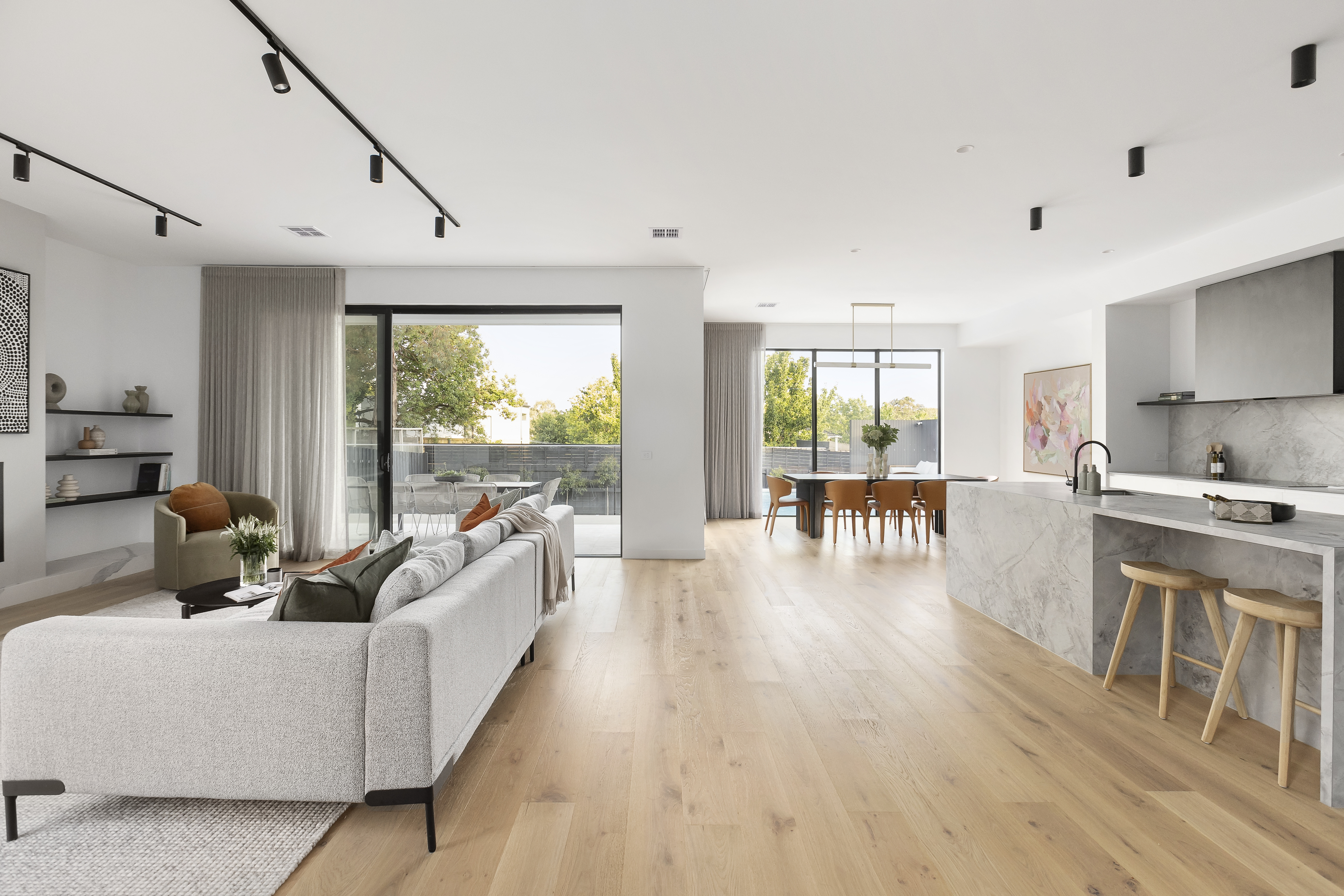 Glen Iris — dining area with sheer curtains