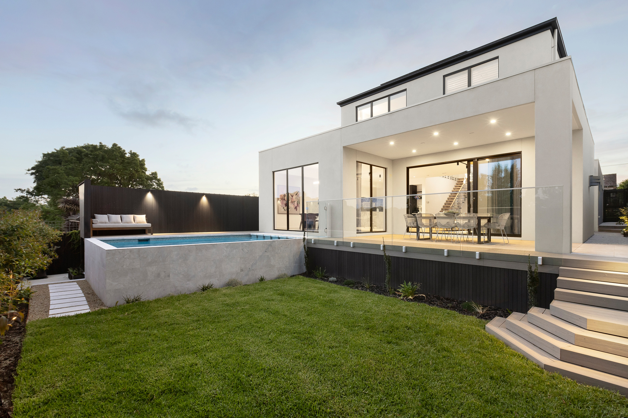 Glen Iris — landscaped grounds and pool view