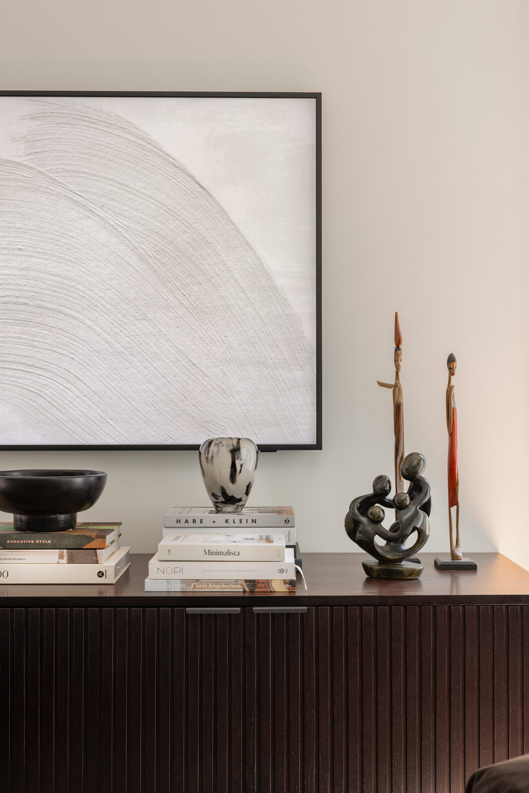 Hawthorn East — minimalist family room with light-filtering rollers